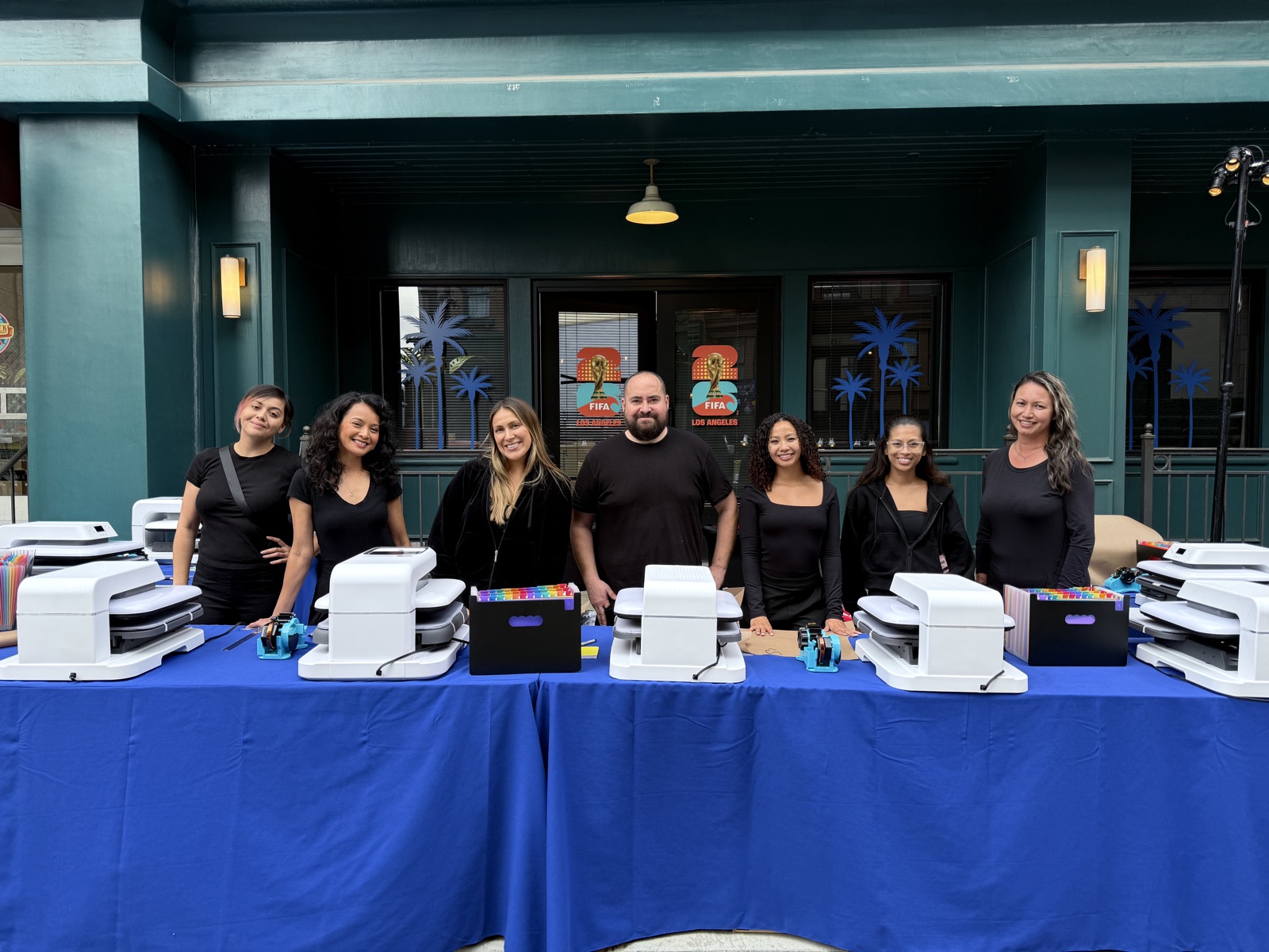 Heat press and DTF production table for Live Event Embroidery